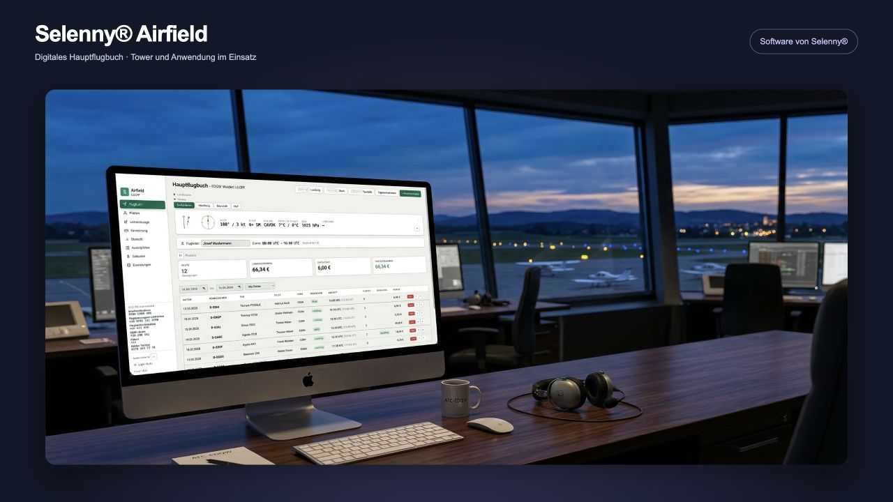 Selenny® Airfield: Tower-Motiv mit Anwendungsansicht